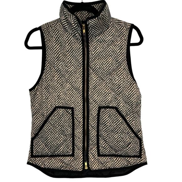 J Crew Herringbone Excursion Quilted Down Puffer Zip Vest XS - Picture 8 of 16